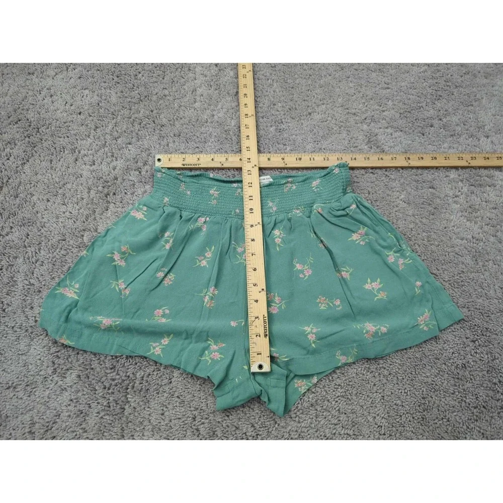 American Eagle Shorts Womens M Green Floral Smocked‎ Waistband Pull On Flowy